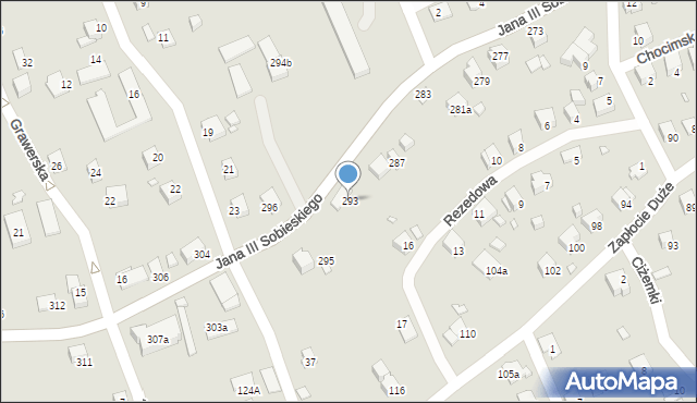 Bielsko-Biała, Króla Jana III Sobieskiego, 293, mapa Bielsko-Białej