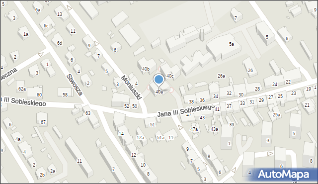 Bielsko-Biała, Króla Jana III Sobieskiego, 40a, mapa Bielsko-Białej