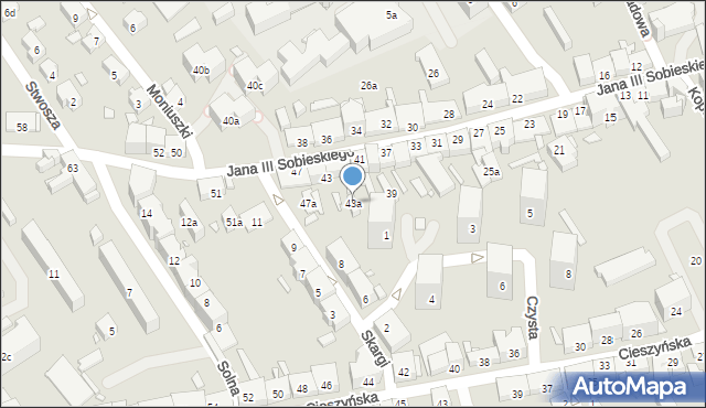 Bielsko-Biała, Króla Jana III Sobieskiego, 43a, mapa Bielsko-Białej