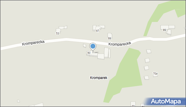 Bielsko-Biała, Kromparecka, 60a, mapa Bielsko-Białej