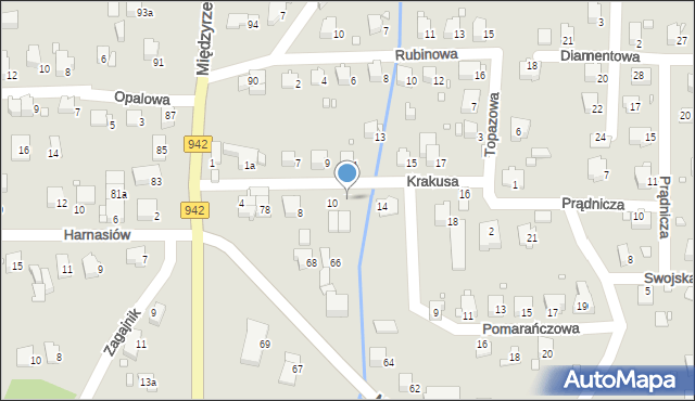 Bielsko-Biała, Krakusa, 12, mapa Bielsko-Białej