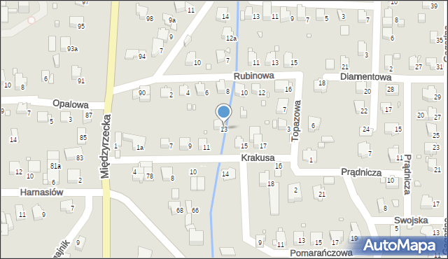 Bielsko-Biała, Krakusa, 13, mapa Bielsko-Białej