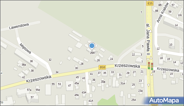 Biłgoraj, Krzeszowska, 26A, mapa Biłgoraj