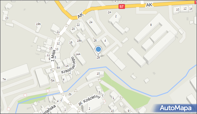 Biskupiec, Krasińskiego Zygmunta, 2a, mapa Biskupiec