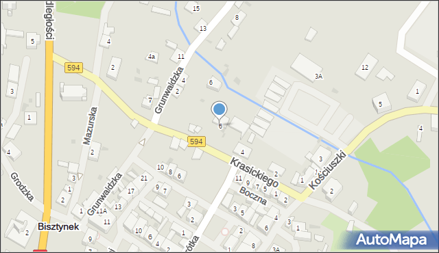 Bisztynek, Krasickiego Ignacego, bp., 6, mapa Bisztynek