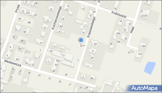 Blizne Jasińskiego, Kraszewskiego Józefa Ignacego, 5, mapa Blizne Jasińskiego