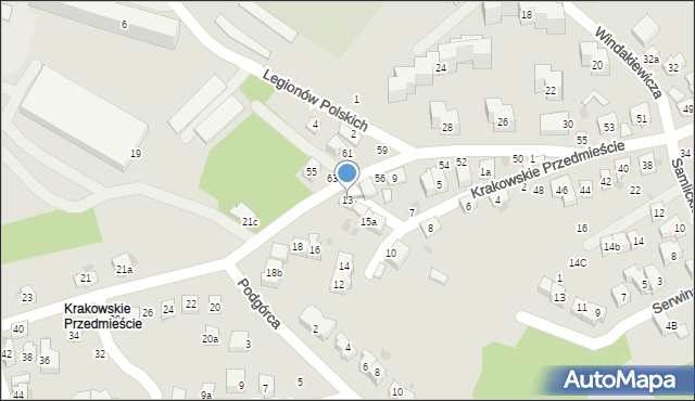 Bochnia, Krakowskie Przedmieście, 13, mapa Bochni