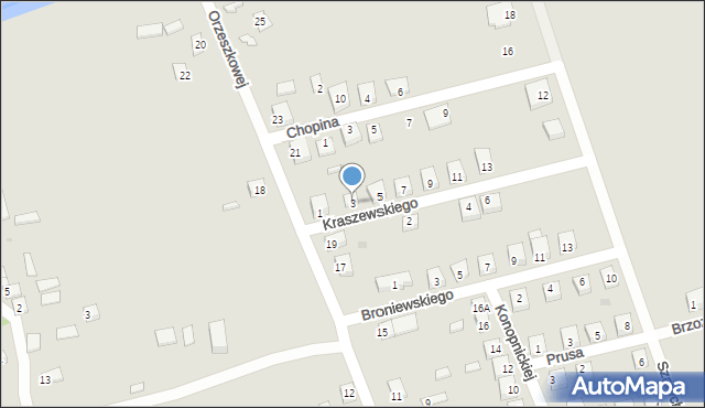 Bodzanów, Kraszewskiego Józefa Ignacego, 3, mapa Bodzanów