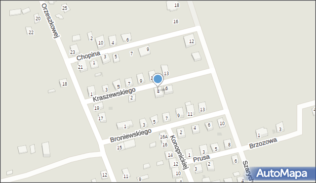 Bodzanów, Kraszewskiego Józefa Ignacego, 4, mapa Bodzanów