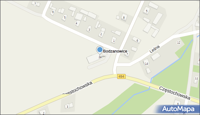 Bodzanowice, Krzywa, 1a, mapa Bodzanowice