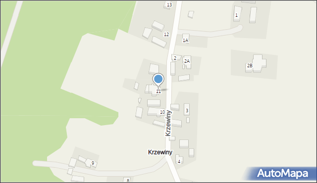 Bogaczów, Krzewiny, 11, mapa Bogaczów