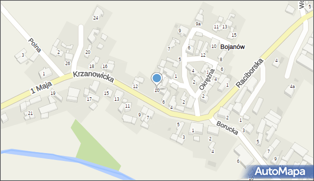 Bojanów, Krzanowicka, 10, mapa Bojanów