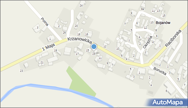 Bojanów, Krzanowicka, 13, mapa Bojanów