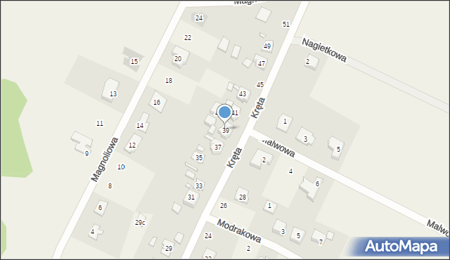 Bolechówko, Kręta, 39, mapa Bolechówko