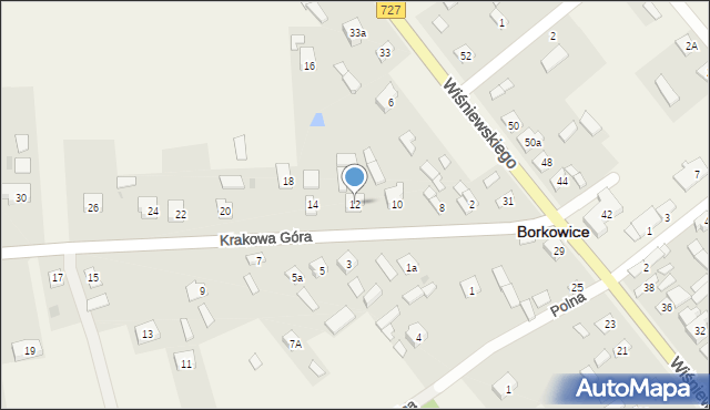 Borkowice, Krakowa Góra, 12, mapa Borkowice