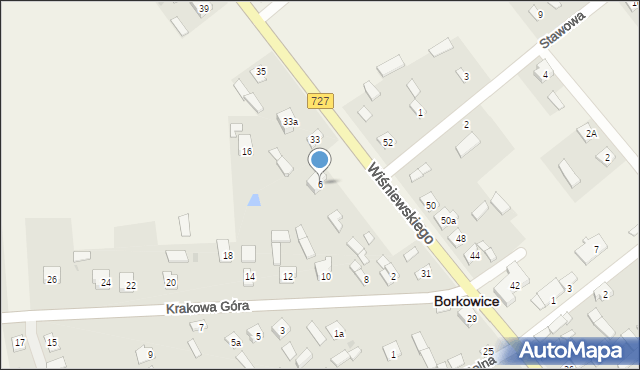 Borkowice, Krakowa Góra, 6, mapa Borkowice