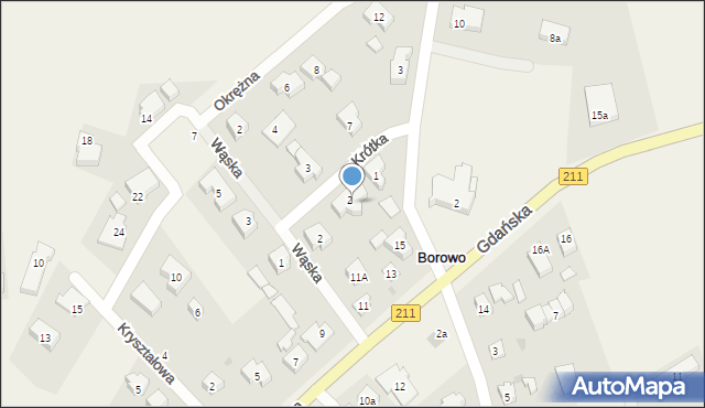 Borowo, Krótka, 4, mapa Borowo