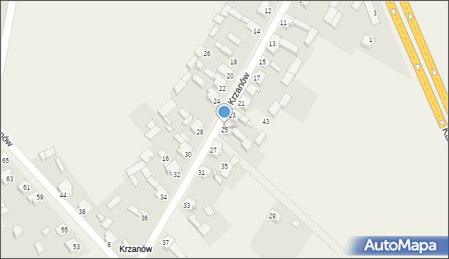 Brudzowice, Krzanów, 25, mapa Brudzowice