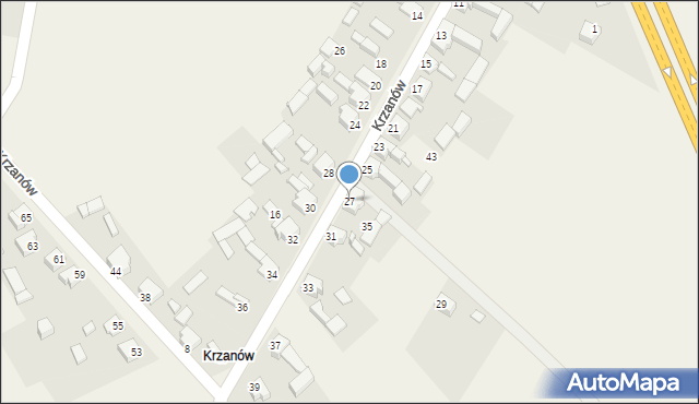 Brudzowice, Krzanów, 27, mapa Brudzowice