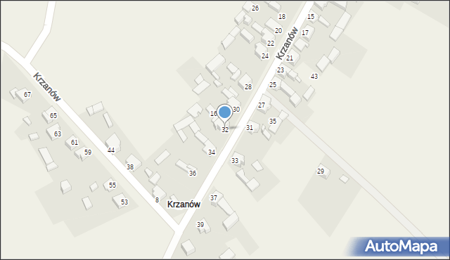 Brudzowice, Krzanów, 32, mapa Brudzowice