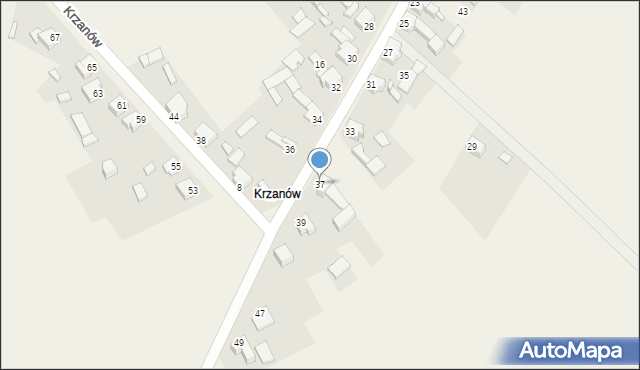 Brudzowice, Krzanów, 37, mapa Brudzowice