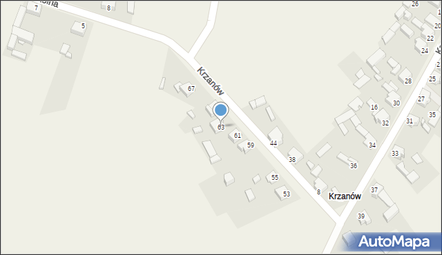 Brudzowice, Krzanów, 63, mapa Brudzowice