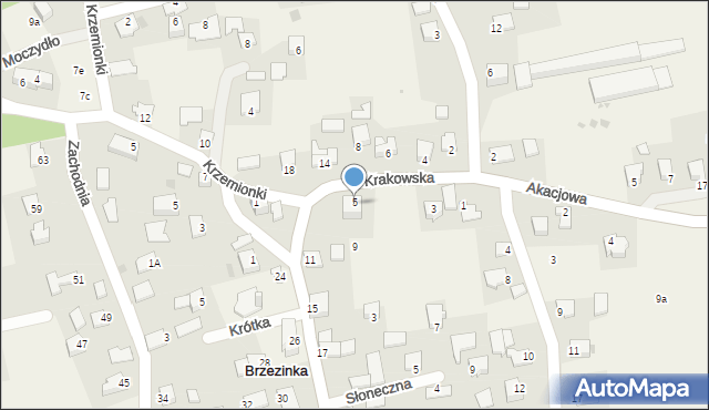 Brzezinka, Krakowska, 5, mapa Brzezinka