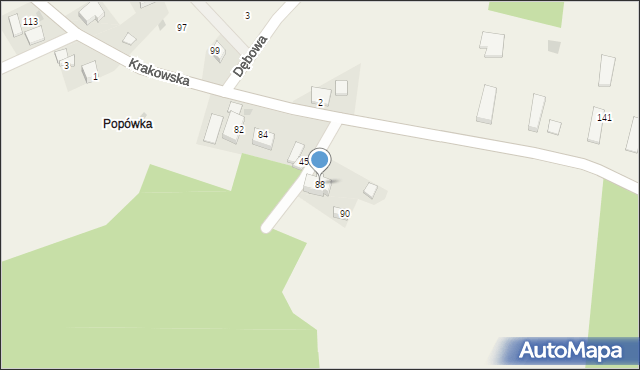Brzoskwinia, Krakowska, 88, mapa Brzoskwinia