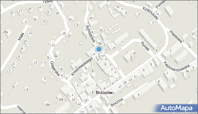 Brzozów, Kraszewskiego Józefa Ignacego, 1, mapa Brzozów