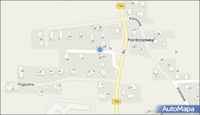 Brzozówka, Krakowska, 1a, mapa Brzozówka