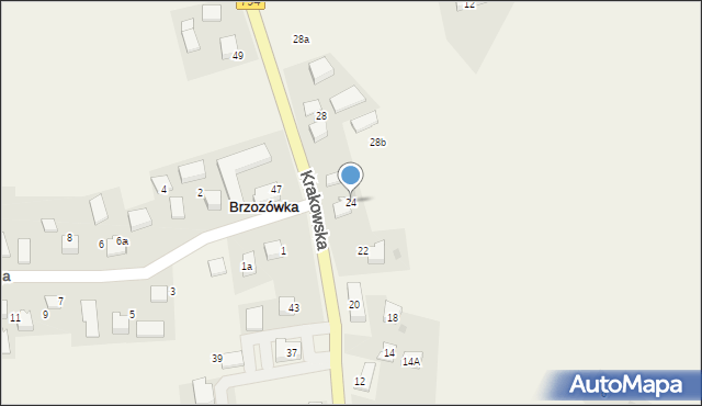 Brzozówka, Krakowska, 24, mapa Brzozówka