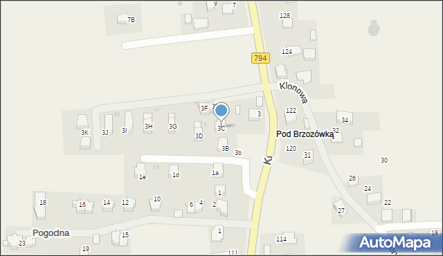 Brzozówka, Krakowska, 3C, mapa Brzozówka