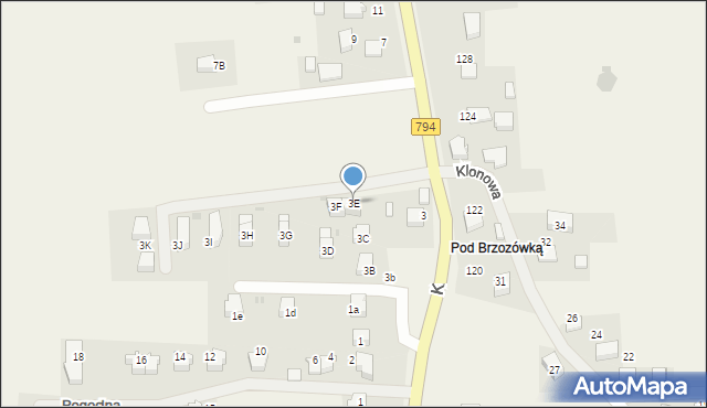 Brzozówka, Krakowska, 3E, mapa Brzozówka