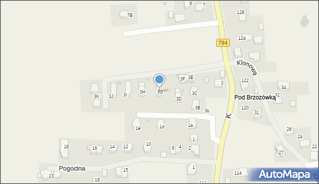 Brzozówka, Krakowska, 3G, mapa Brzozówka