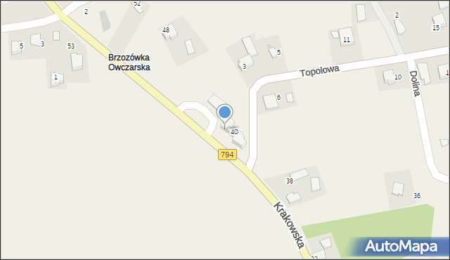 Brzozówka, Krakowska, 42, mapa Brzozówka