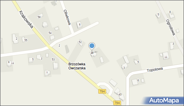 Brzozówka, Krakowska, 48, mapa Brzozówka