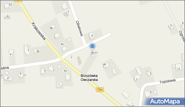 Brzozówka, Krakowska, 52, mapa Brzozówka