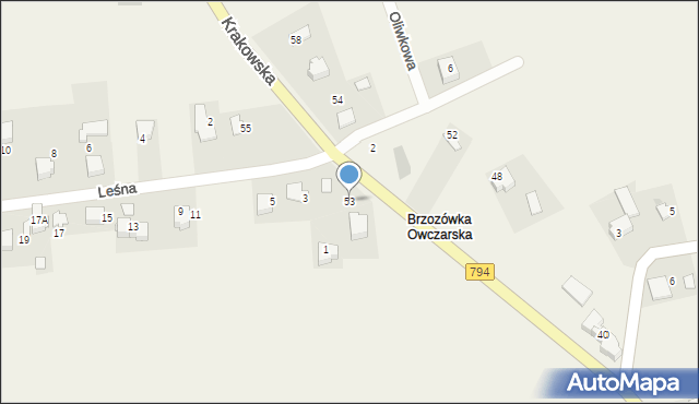 Brzozówka, Krakowska, 53, mapa Brzozówka