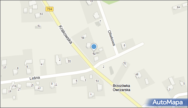 Brzozówka, Krakowska, 54, mapa Brzozówka