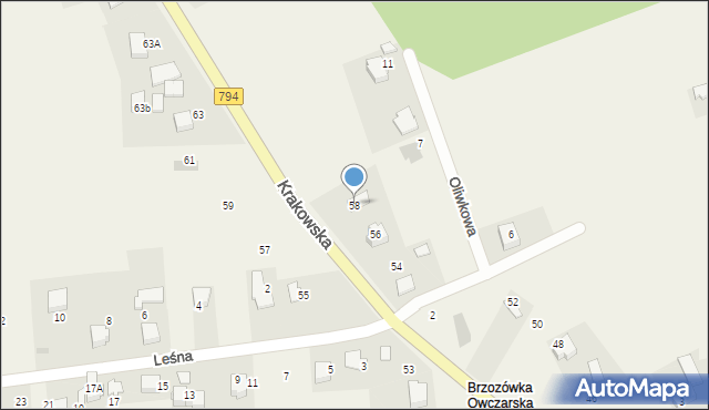 Brzozówka, Krakowska, 58, mapa Brzozówka