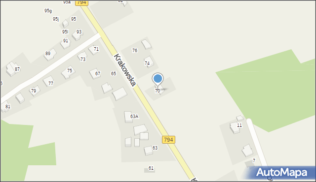 Brzozówka, Krakowska, 70, mapa Brzozówka