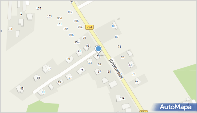 Brzozówka, Krakowska, 71, mapa Brzozówka