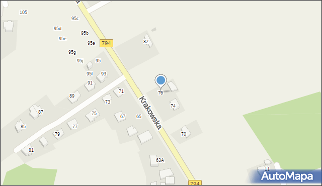 Brzozówka, Krakowska, 76, mapa Brzozówka