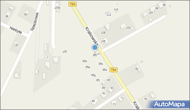 Brzozówka, Krakowska, 95c, mapa Brzozówka