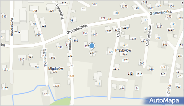 Buczkowice, Krótka, 437, mapa Buczkowice