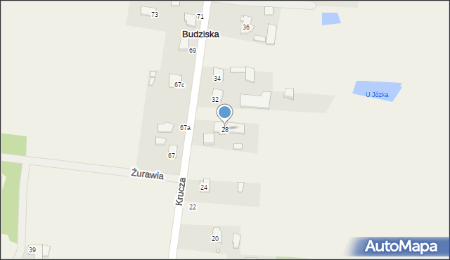 Budziska, Krucza, 28, mapa Budziska