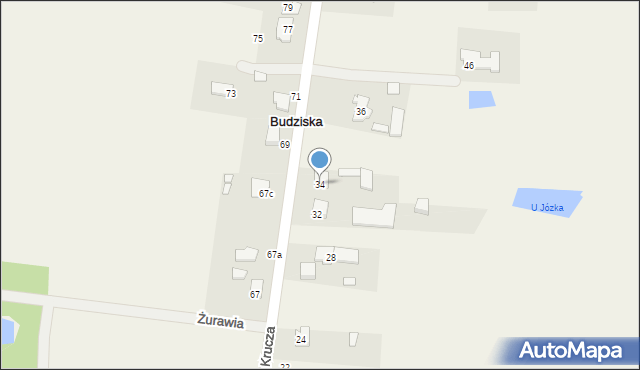 Budziska, Krucza, 34, mapa Budziska