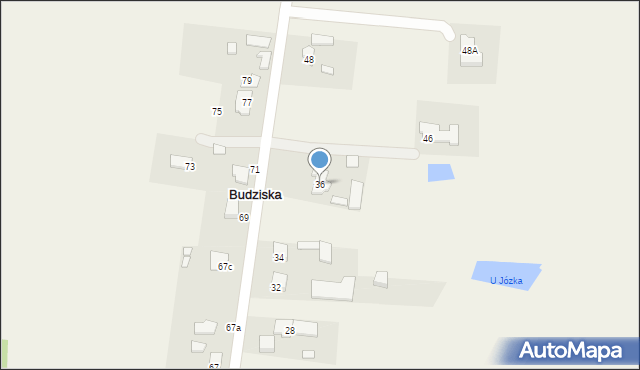 Budziska, Krucza, 36, mapa Budziska