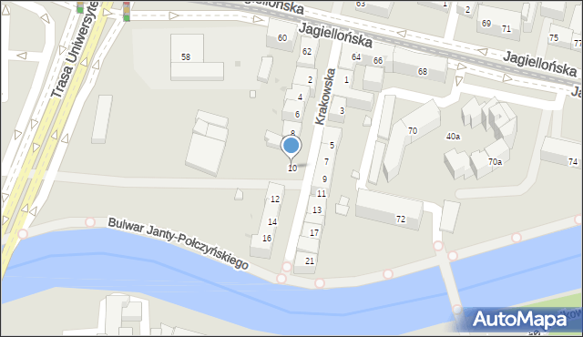 Bydgoszcz, Krakowska, 10, mapa Bydgoszczy