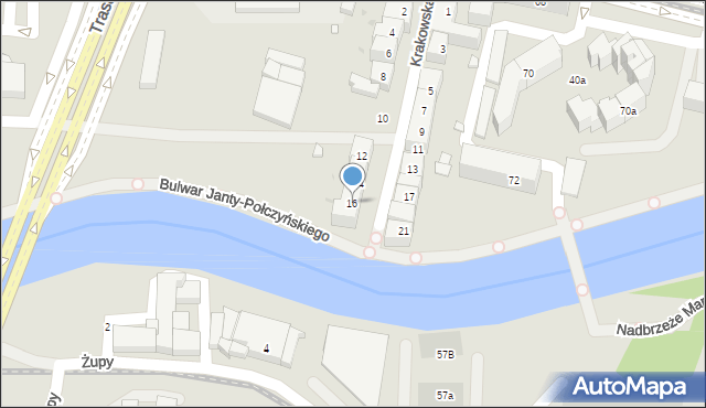Bydgoszcz, Krakowska, 16, mapa Bydgoszczy